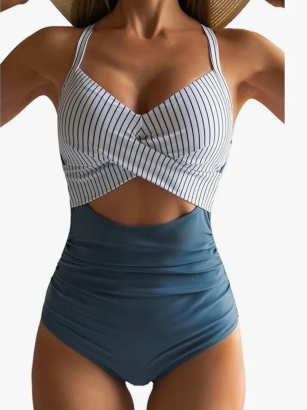 NEW-Eomenie Swimsuits TummyControl Cutout High Waisted BathingSuit Wrap Tie …